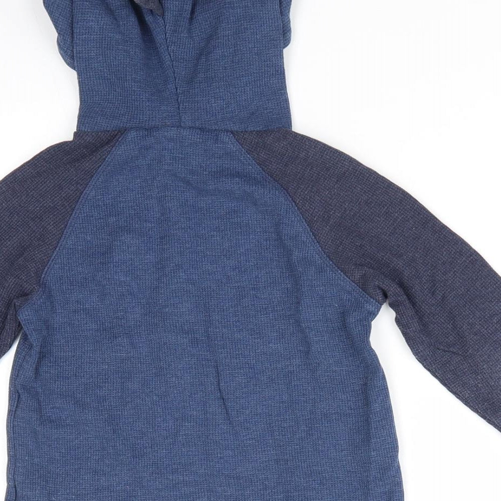 NEXT Boys Blue Colourblock Cotton Pullover Hoodie Size 2-3 Years  Pullover - Dinasour Hood
