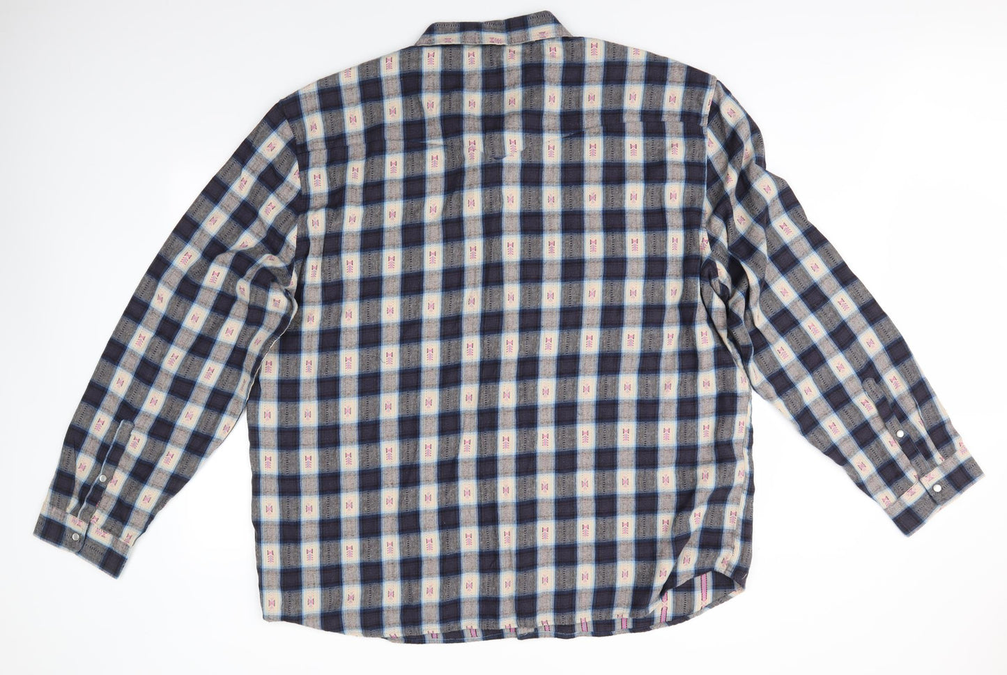 ASOS Womens Blue Check Cotton Basic Button-Up  Collared - Pearlised buttons