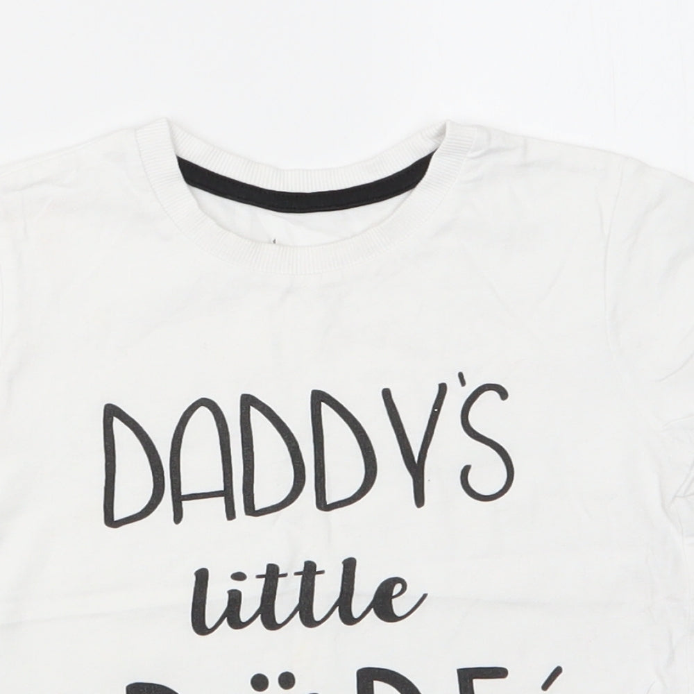 Matalan Boys White  Cotton Basic T-Shirt Size 3-4 Years Round Neck Pullover - Daddy's Little Dude