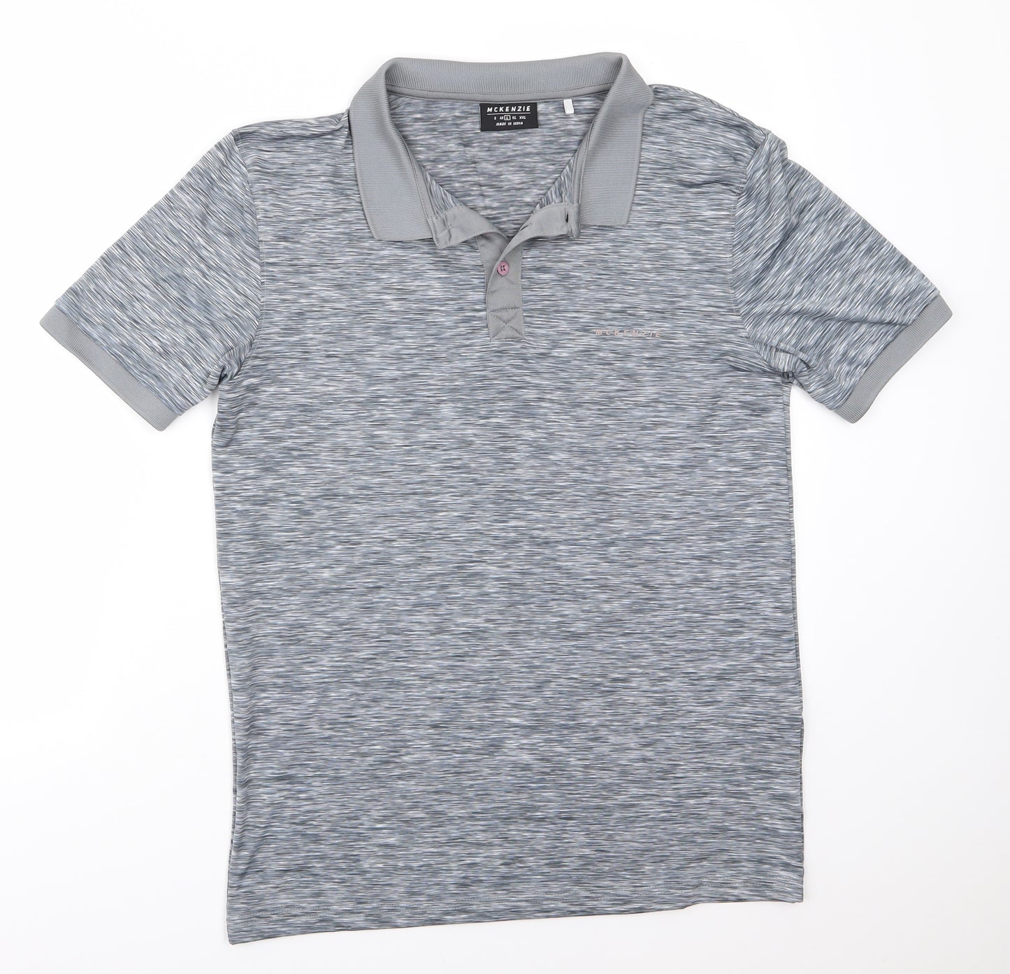 McKenzie Mens Grey  Polyester  Polo Size L Collared Button - Grey Fleck