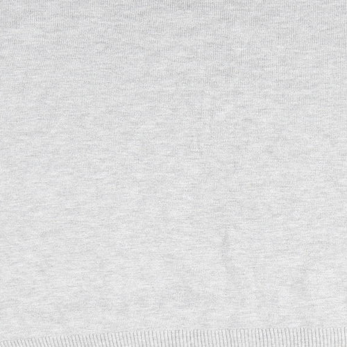 H&M Womens Grey Round Neck  Viscose Pullover Jumper Size L   - Short side seam vents Light Grey Mix