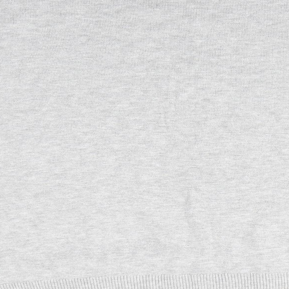 H&M Womens Grey Round Neck  Viscose Pullover Jumper Size L   - Short side seam vents Light Grey Mix
