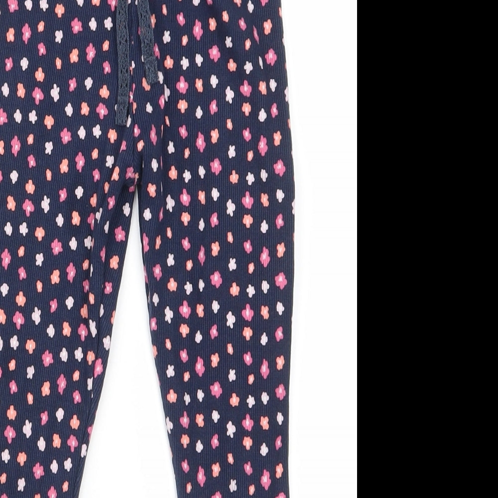 Primark Girls Black Floral Cotton Jegging Trousers Size 6-7 Years  Regular Drawstring - Leggings Fluted hems Lace Drawstring Pink Orange flowers