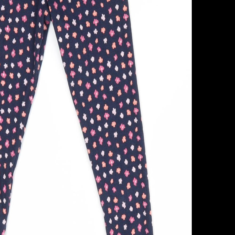 Primark Girls Black Floral Cotton Jegging Trousers Size 6-7 Years  Regular Drawstring - Leggings Fluted hems Lace Drawstring Pink Orange flowers