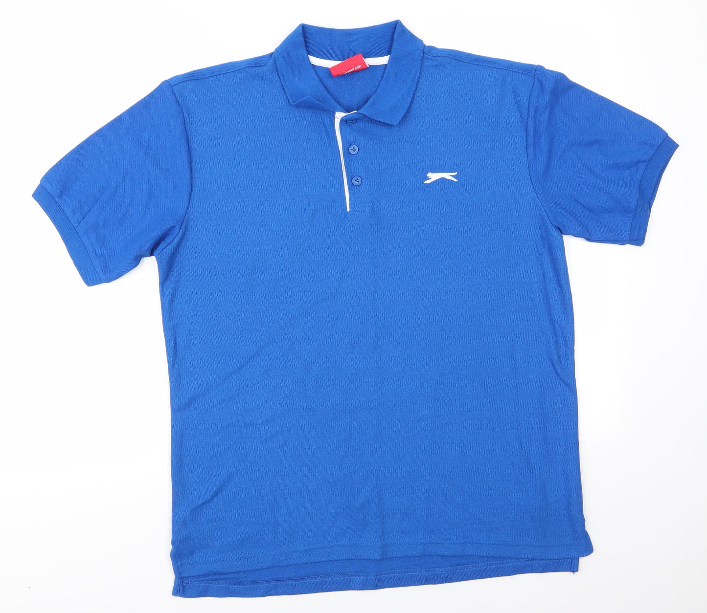 Slazenger Mens Blue  Polyester  Polo Size M Collared Button - Mid Blue