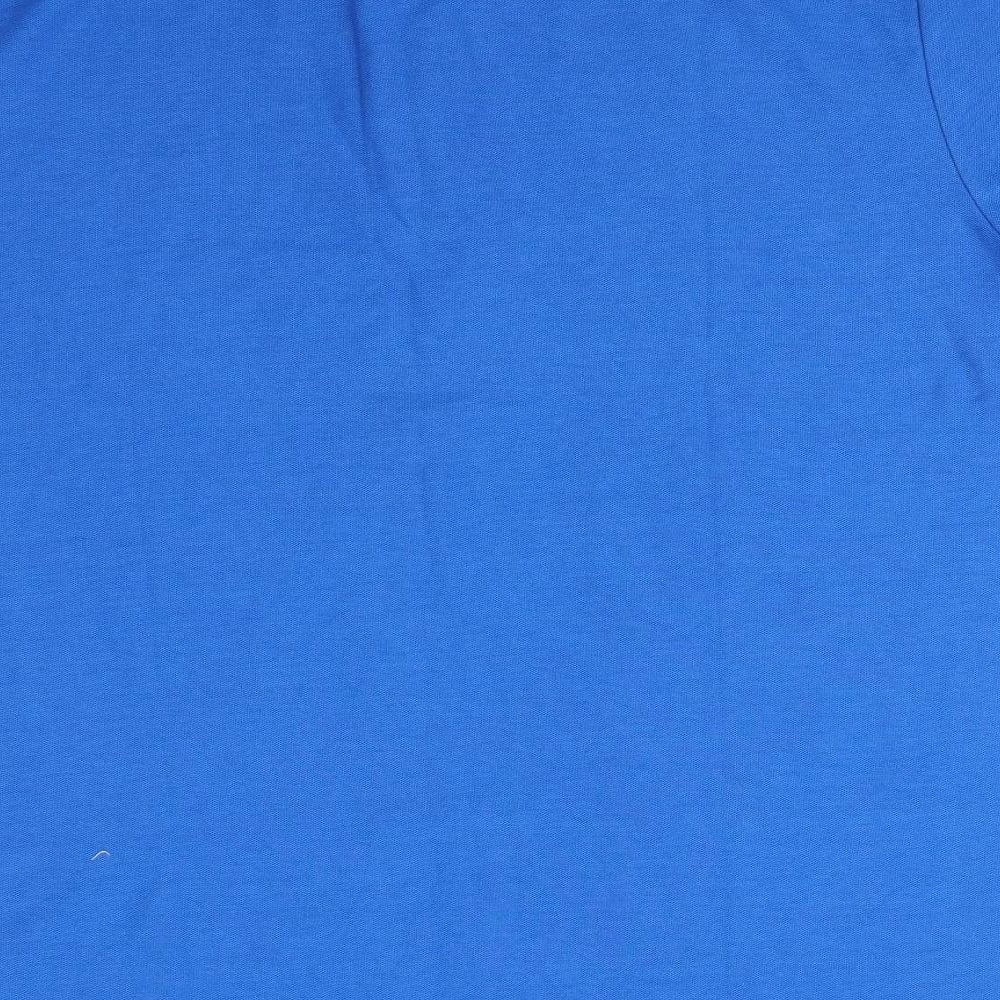 Slazenger Mens Blue  Polyester  Polo Size L Collared Button - Mid Blue with Black & White trim