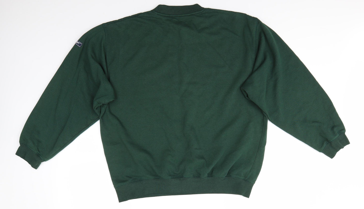 Reebok  Mens Green  Polyester Pullover Sweatshirt Size M   - Bottle Green colour