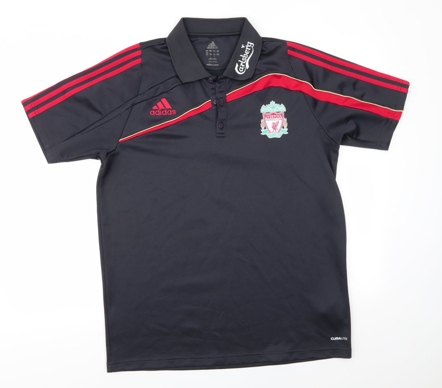 adidas Mens Grey  Polyester  Polo  Collared Button - Liverpool FC