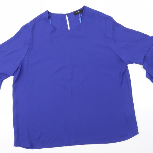 Papaya Womens Blue  Polyester Basic Blouse Size 20 Round Neck - Flared sleeves with overties