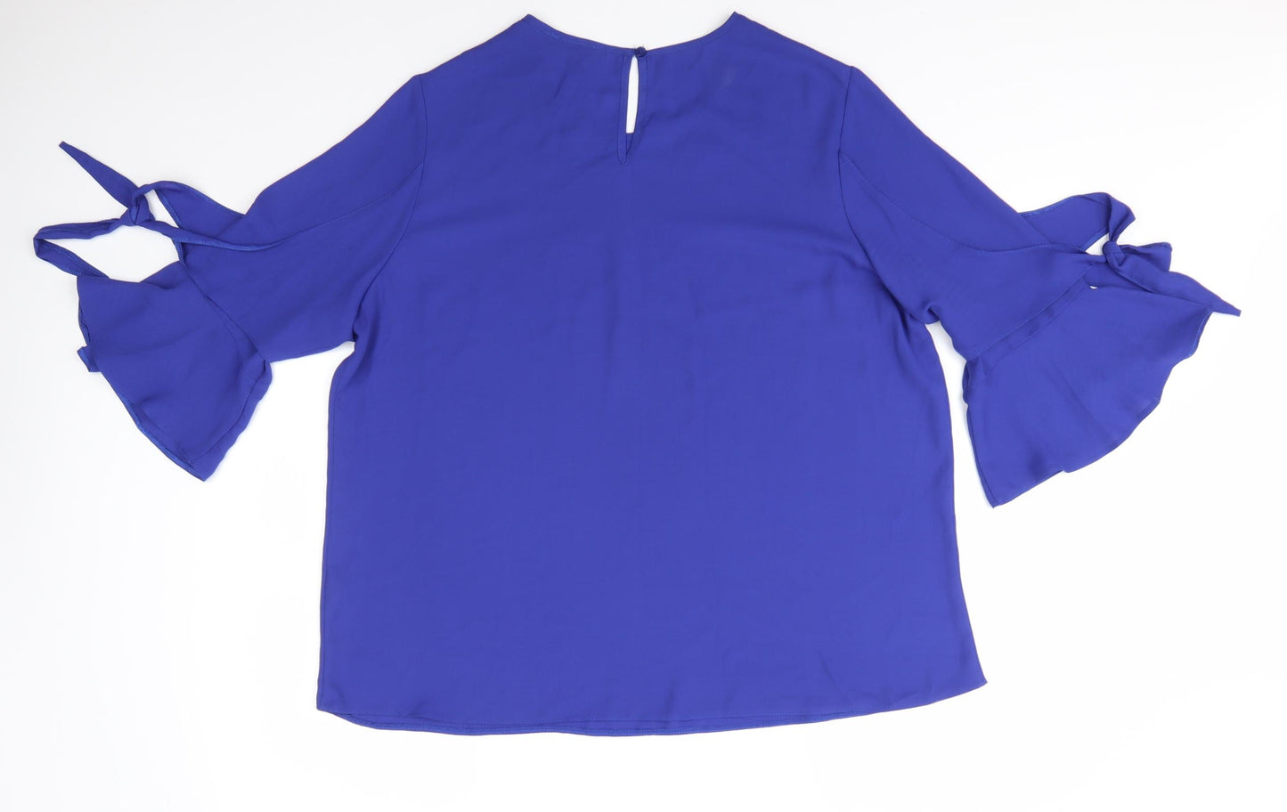 Papaya Womens Blue  Polyester Basic Blouse Size 20 Round Neck - Flared sleeves with overties