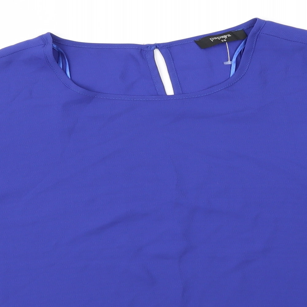 Papaya Womens Blue  Polyester Basic Blouse Size 20 Round Neck - Flared sleeves with overties