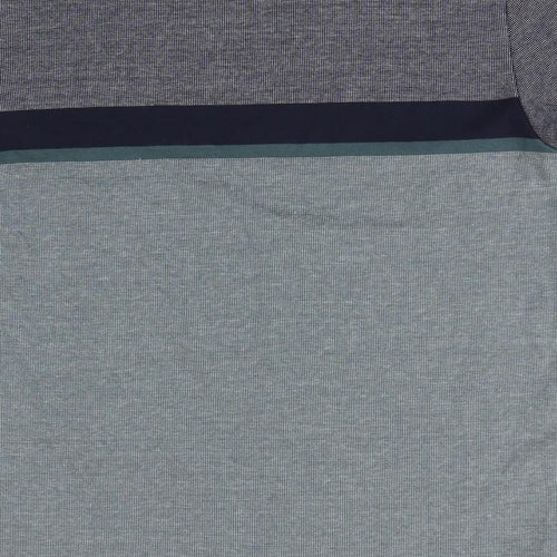 NEXT Mens Green Animal Print Cotton  T-Shirt Size L Round Neck  - Blue Green Colourblock Stag Logo