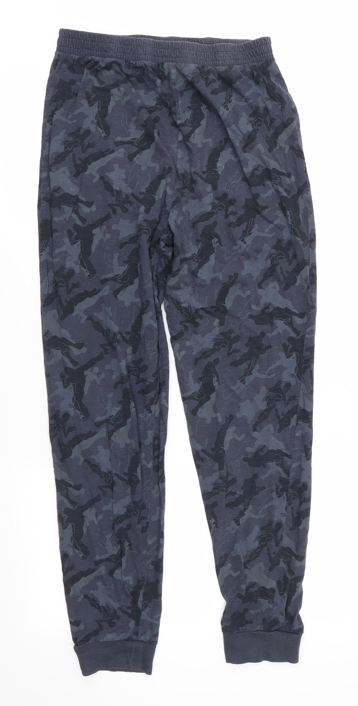 NEXT Boys Blue Camouflage Cotton  Pyjama Pants Size 14 Years   - Character Silohette against camouflauge