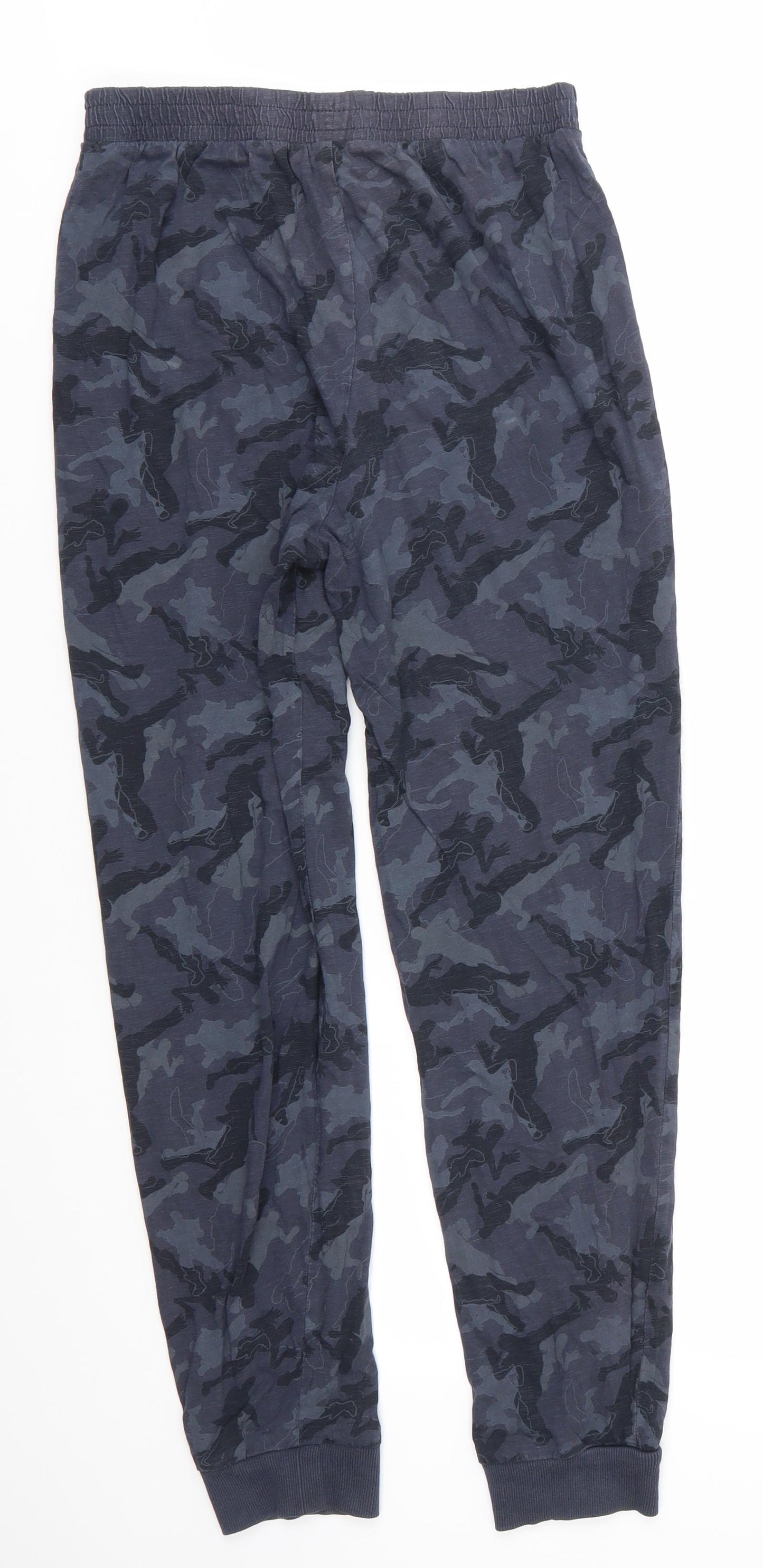 NEXT Boys Blue Camouflage Cotton  Pyjama Pants Size 14 Years   - Character Silohette against camouflauge