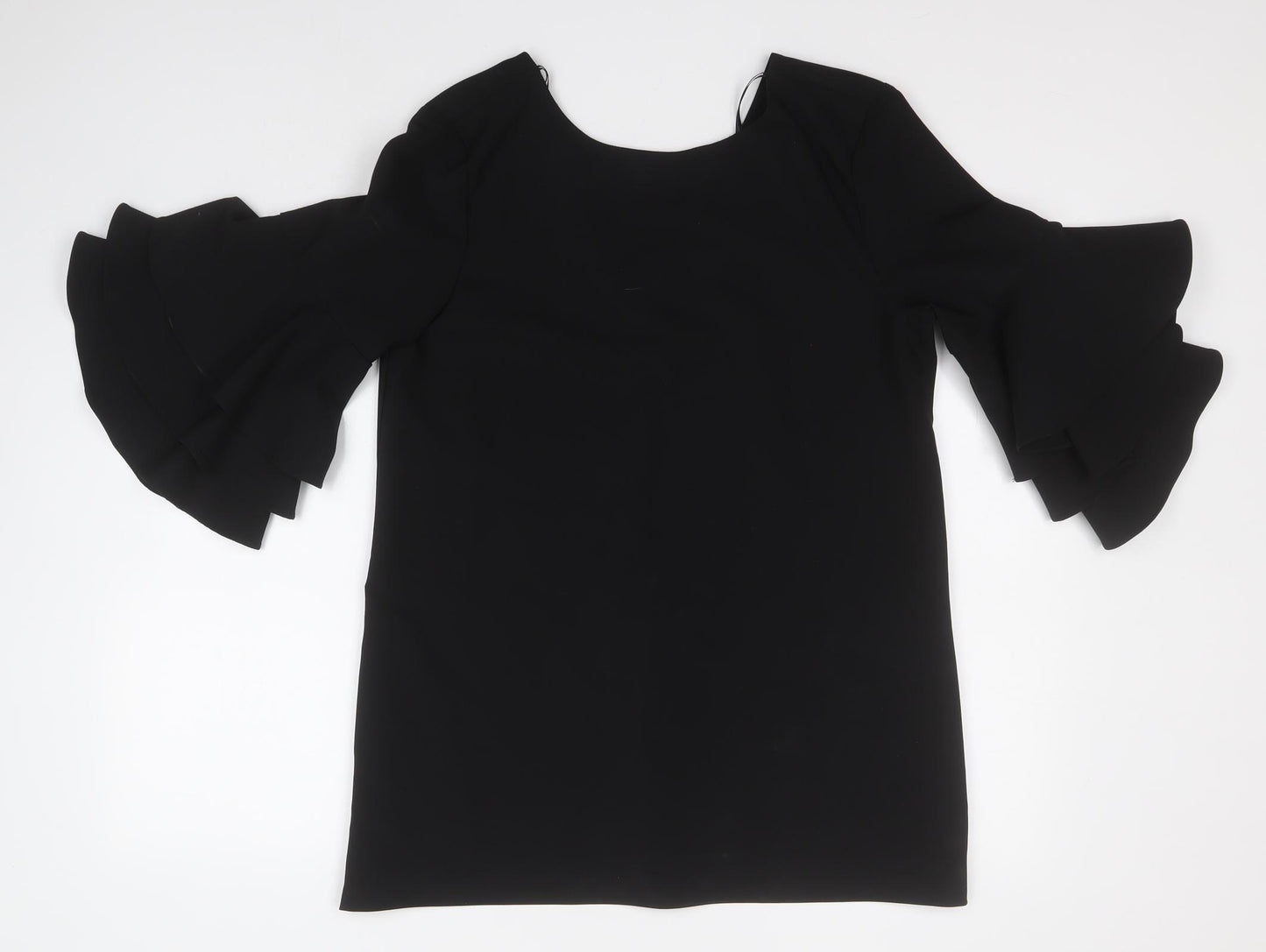 Zara Womens Black  Polyester Basic Blouse Size L Round Neck