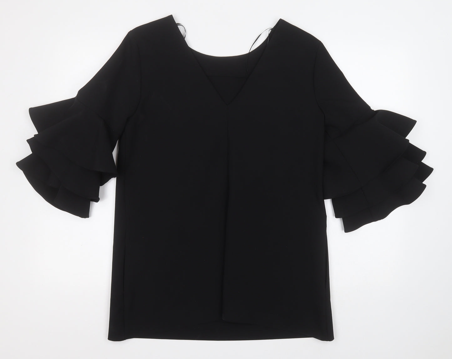 Zara Womens Black  Polyester Basic Blouse Size L Round Neck