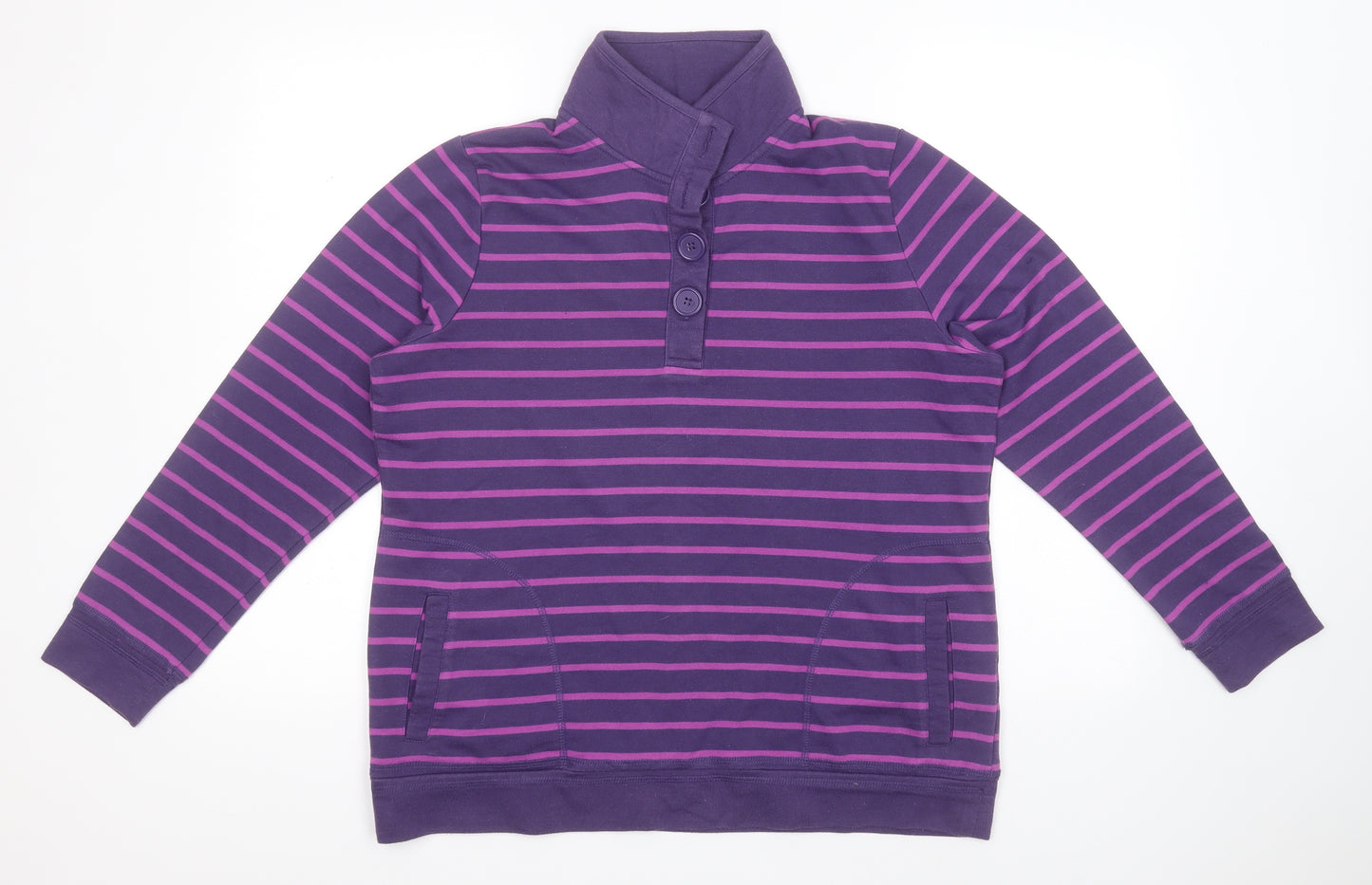 BM Womens Purple High Neck Striped Polyester Pullover Jumper Size M