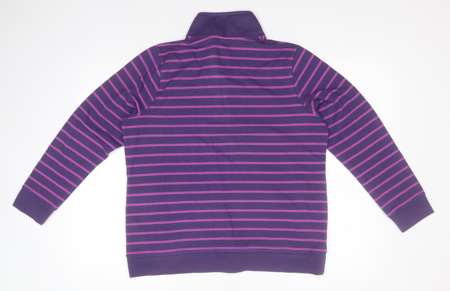BM Womens Purple High Neck Striped Polyester Pullover Jumper Size M