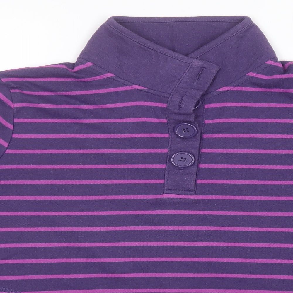 BM Womens Purple High Neck Striped Polyester Pullover Jumper Size M