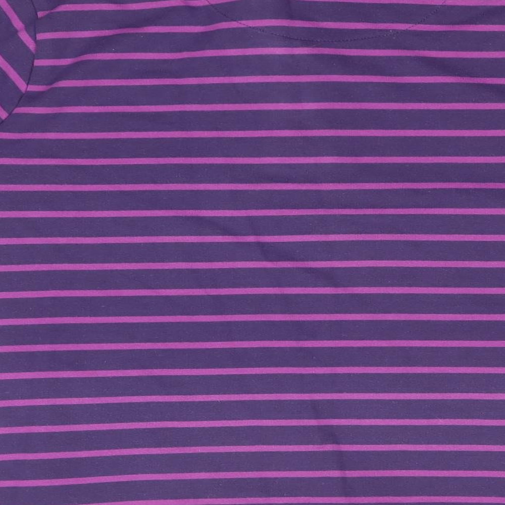 BM Womens Purple High Neck Striped Polyester Pullover Jumper Size M