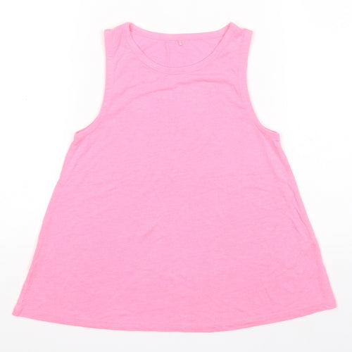 George Girls Pink  Polyester Basic Tank Size 9-10 Years Round Neck