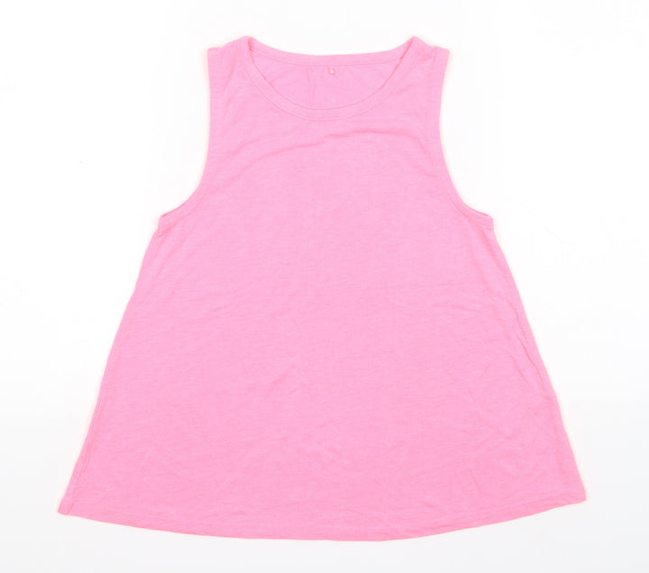 George Girls Pink  Polyester Basic Tank Size 9-10 Years Round Neck