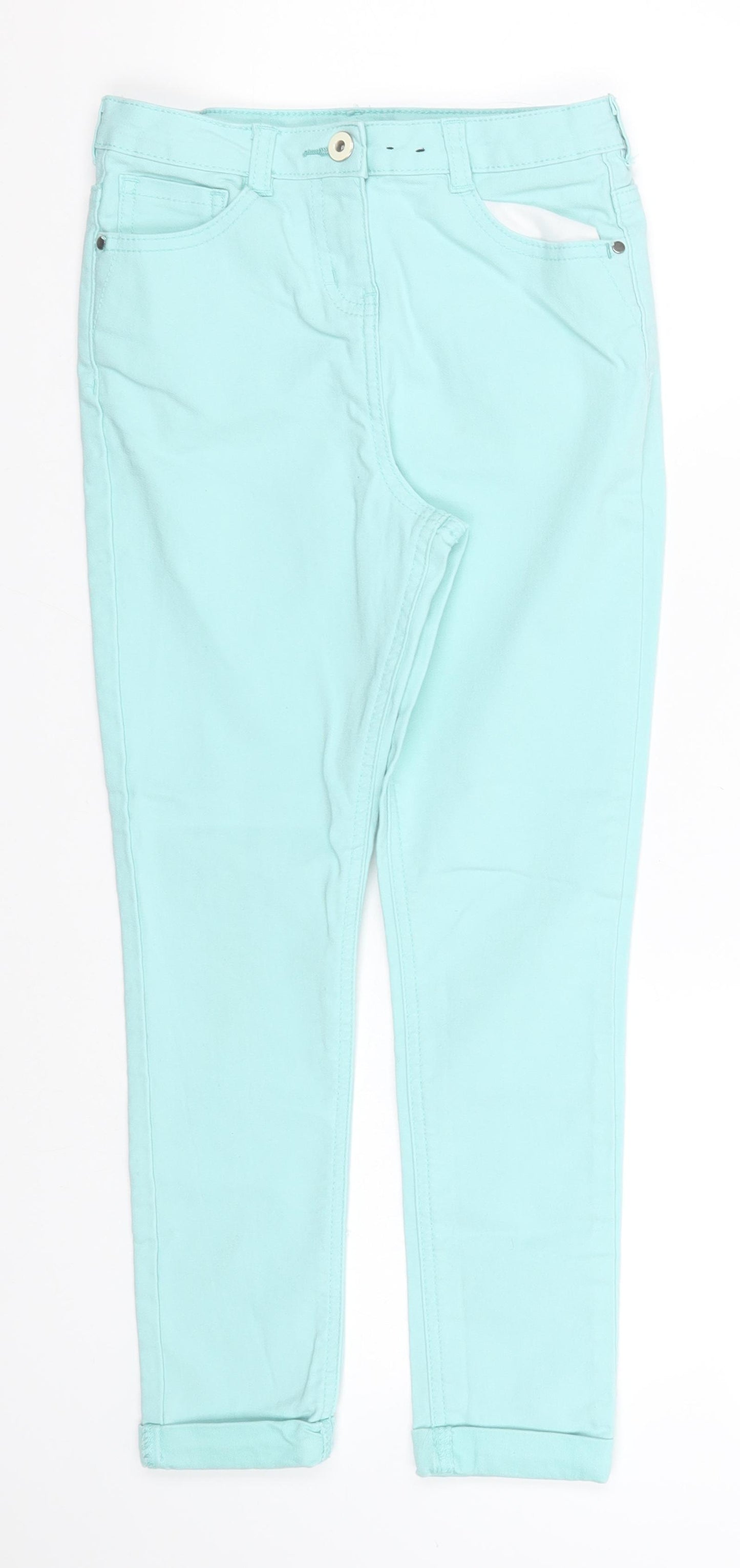 George Girls Green  Cotton Straight Jeans Size 9-10 Years  Regular