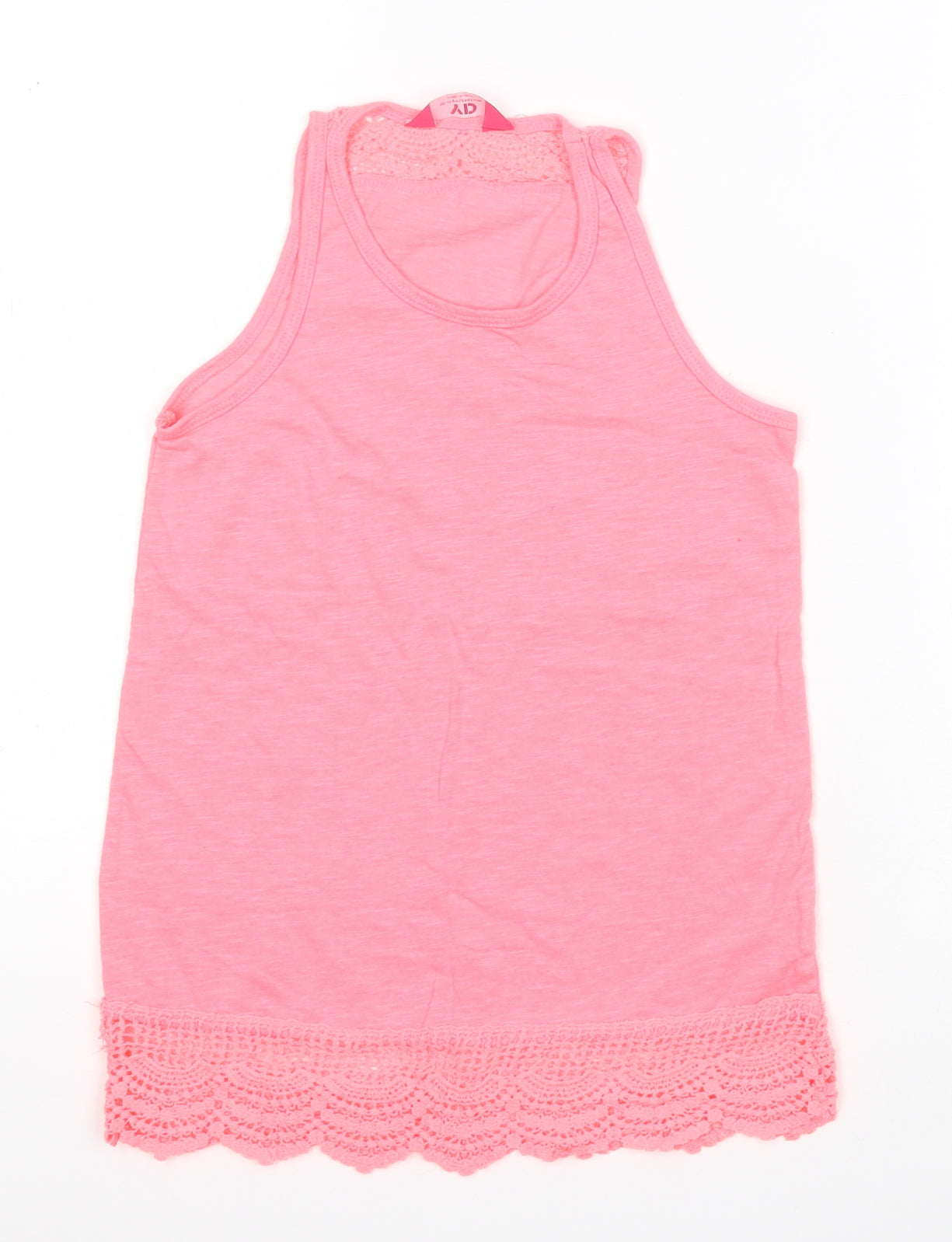 Primark Girls Pink  Polyester Basic Tank Size 10-11 Years Round Neck