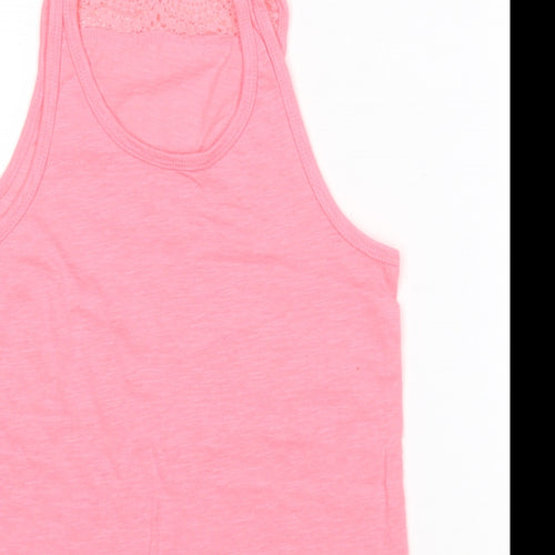 Primark Girls Pink  Polyester Basic Tank Size 10-11 Years Round Neck