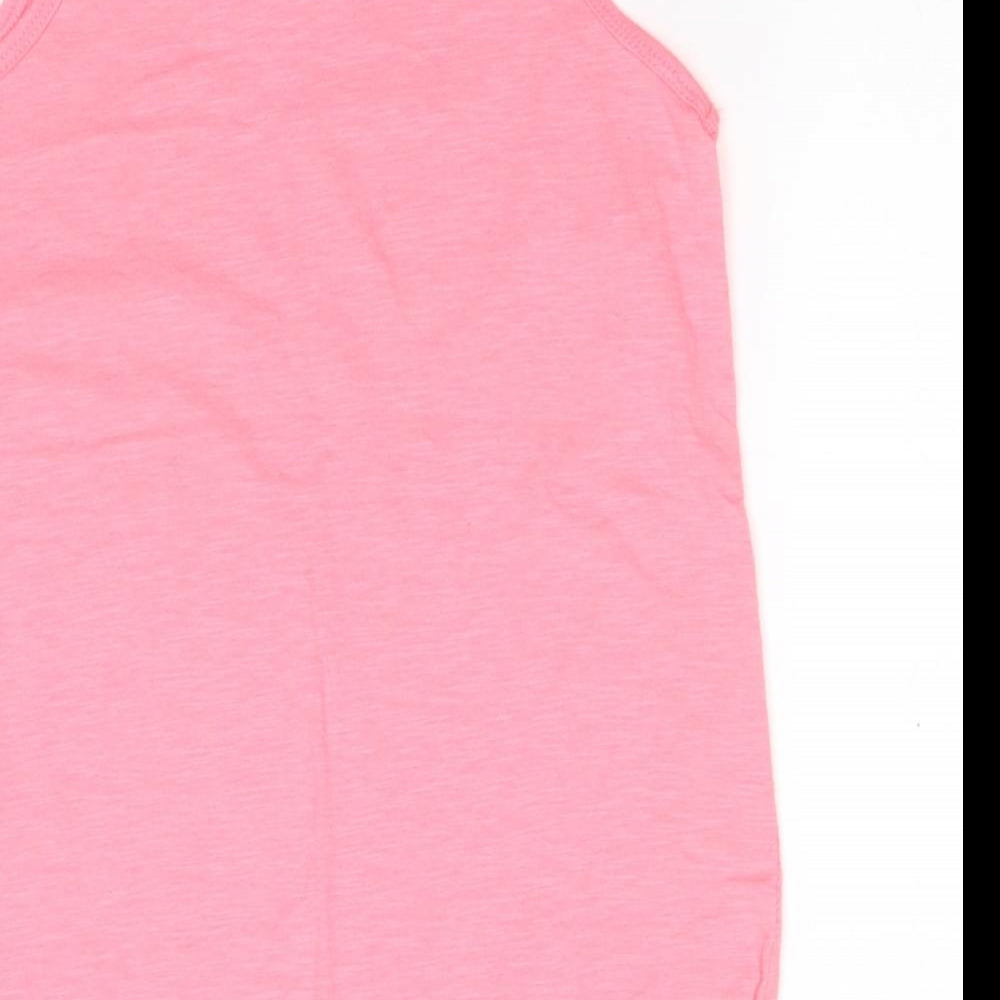Primark Girls Pink  Polyester Basic Tank Size 10-11 Years Round Neck