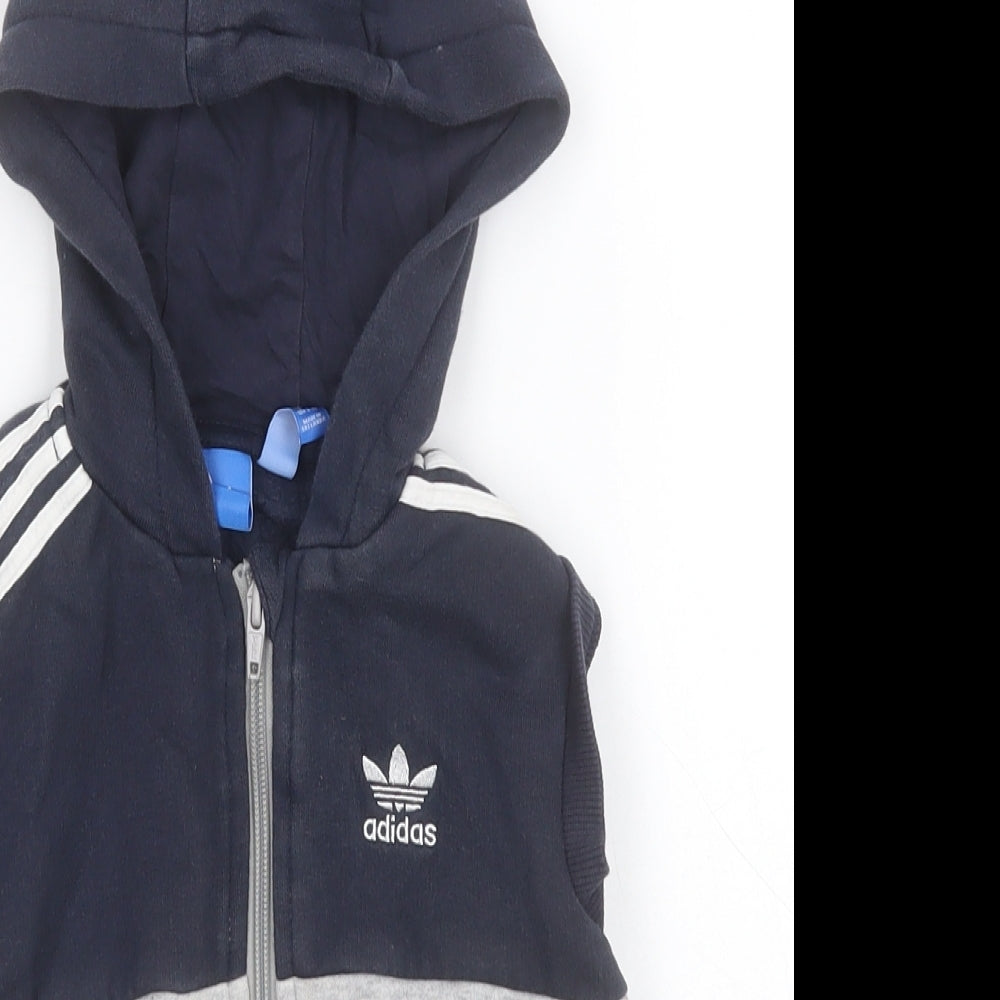adidas Boys Blue  Cotton Full Zip Hoodie Size 3-4 Years