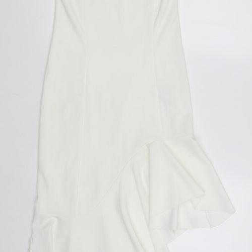 New Look Womens White  Polyester Fit & Flare  Size 10  Off the Shoulder