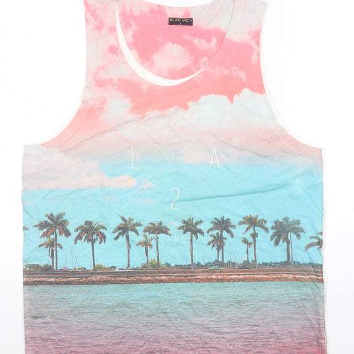 Blue Inc Womens Multicoloured  Polyester Basic Tank Size L Round Neck - Los Angeles