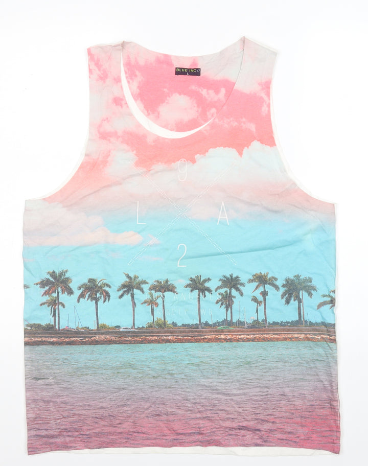Blue Inc Womens Multicoloured  Polyester Basic Tank Size L Round Neck - Los Angeles