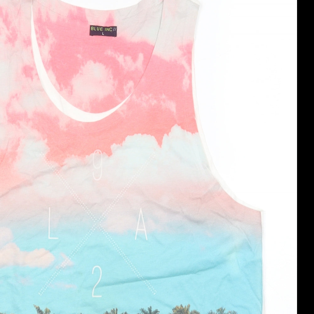 Blue Inc Womens Multicoloured  Polyester Basic Tank Size L Round Neck - Los Angeles