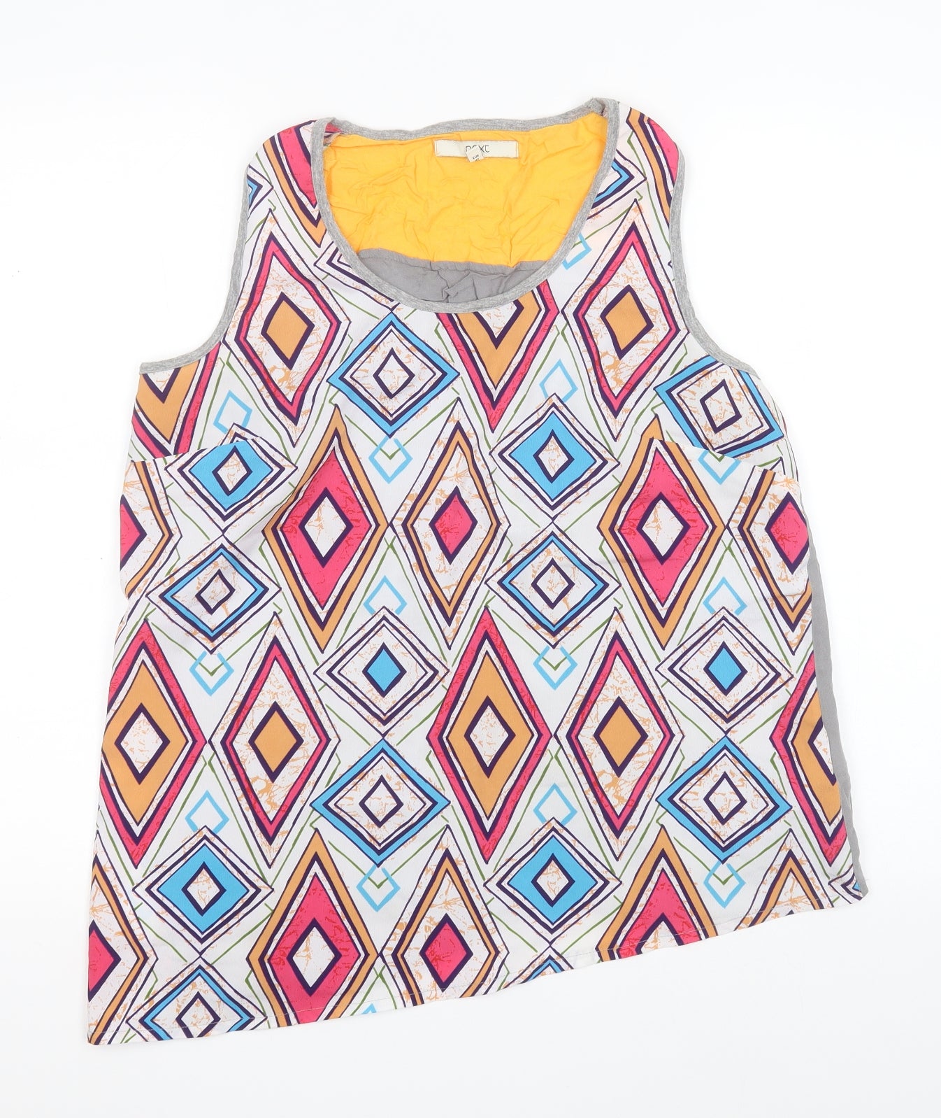 NEXT Womens Multicoloured Geometric Polyester Basic Tank Size 14 Round Neck