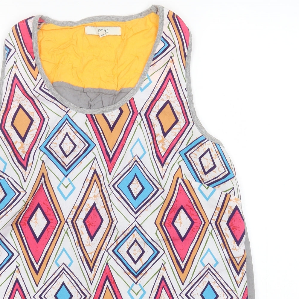 NEXT Womens Multicoloured Geometric Polyester Basic Tank Size 14 Round Neck