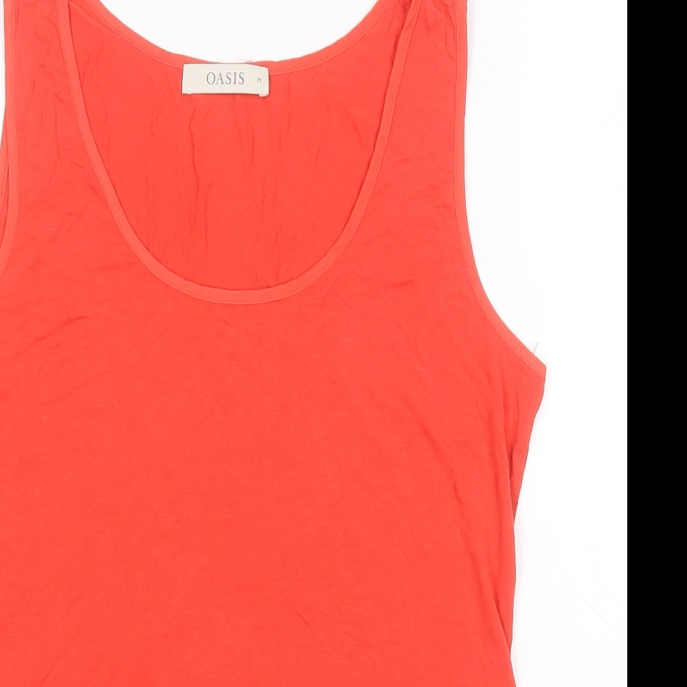 Oasis Womens Red  Viscose Basic Tank Size M Round Neck