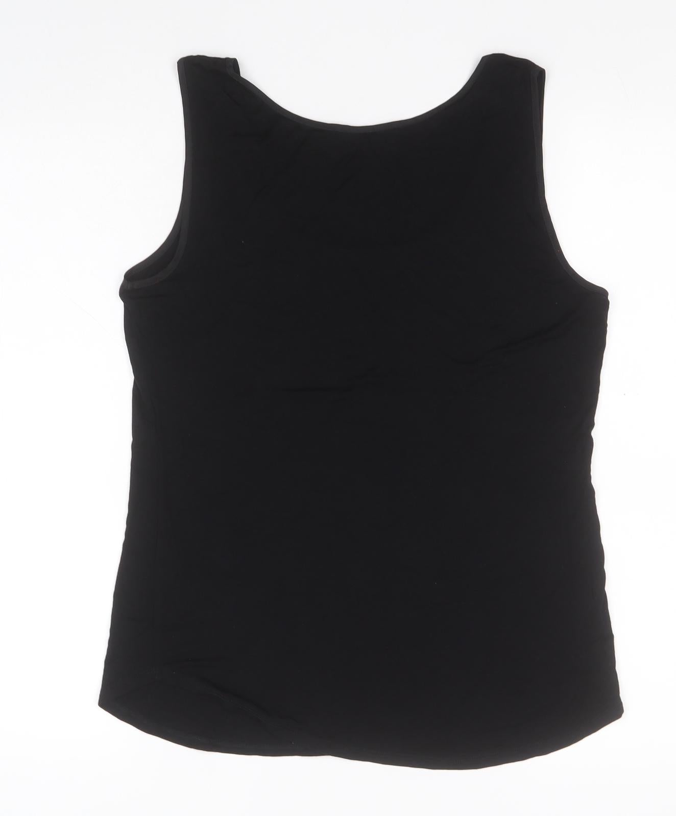 Oasis Womens Black  Viscose Basic Tank Size M Round Neck