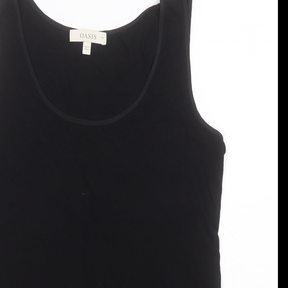 Oasis Womens Black  Viscose Basic Tank Size M Round Neck