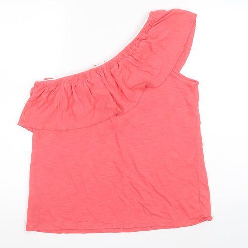 NEXT Womens Pink  Cotton Basic T-Shirt Size 12 One Shoulder