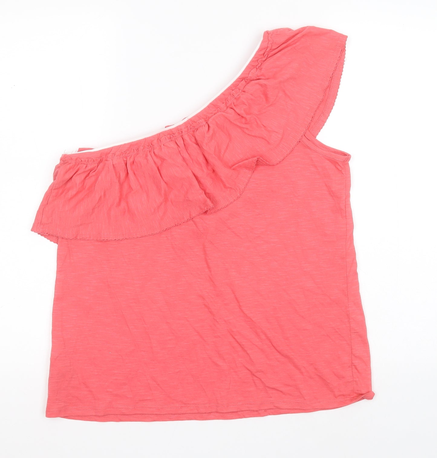 NEXT Womens Pink  Cotton Basic T-Shirt Size 12 One Shoulder