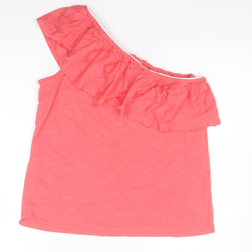 NEXT Womens Pink  Cotton Basic T-Shirt Size 12 One Shoulder