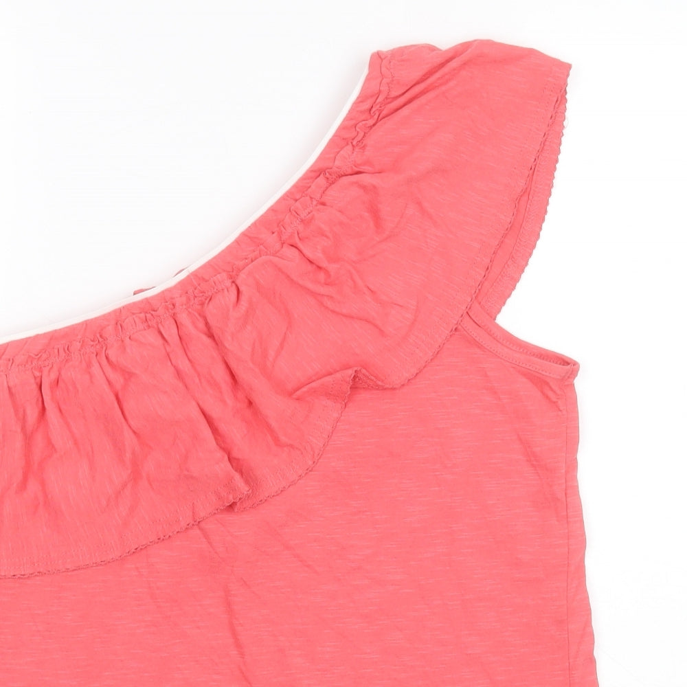 NEXT Womens Pink  Cotton Basic T-Shirt Size 12 One Shoulder