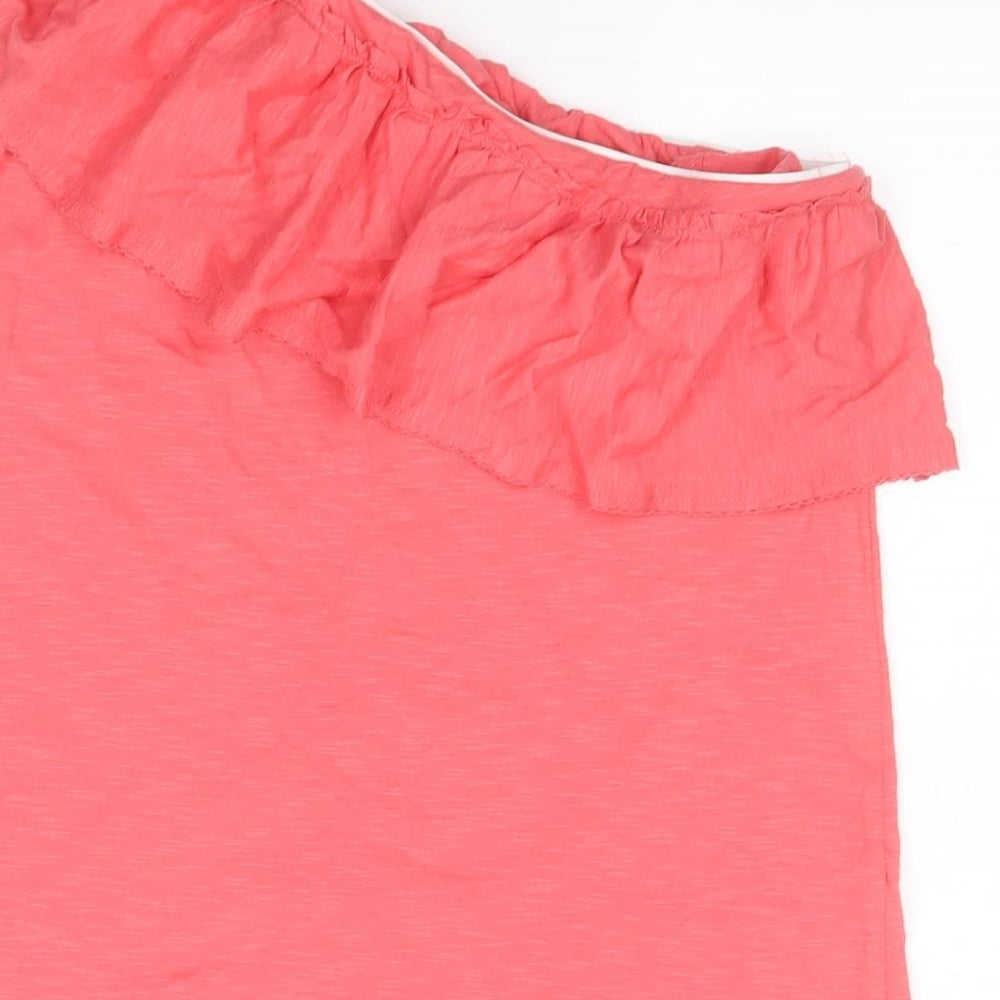 NEXT Womens Pink  Cotton Basic T-Shirt Size 12 One Shoulder