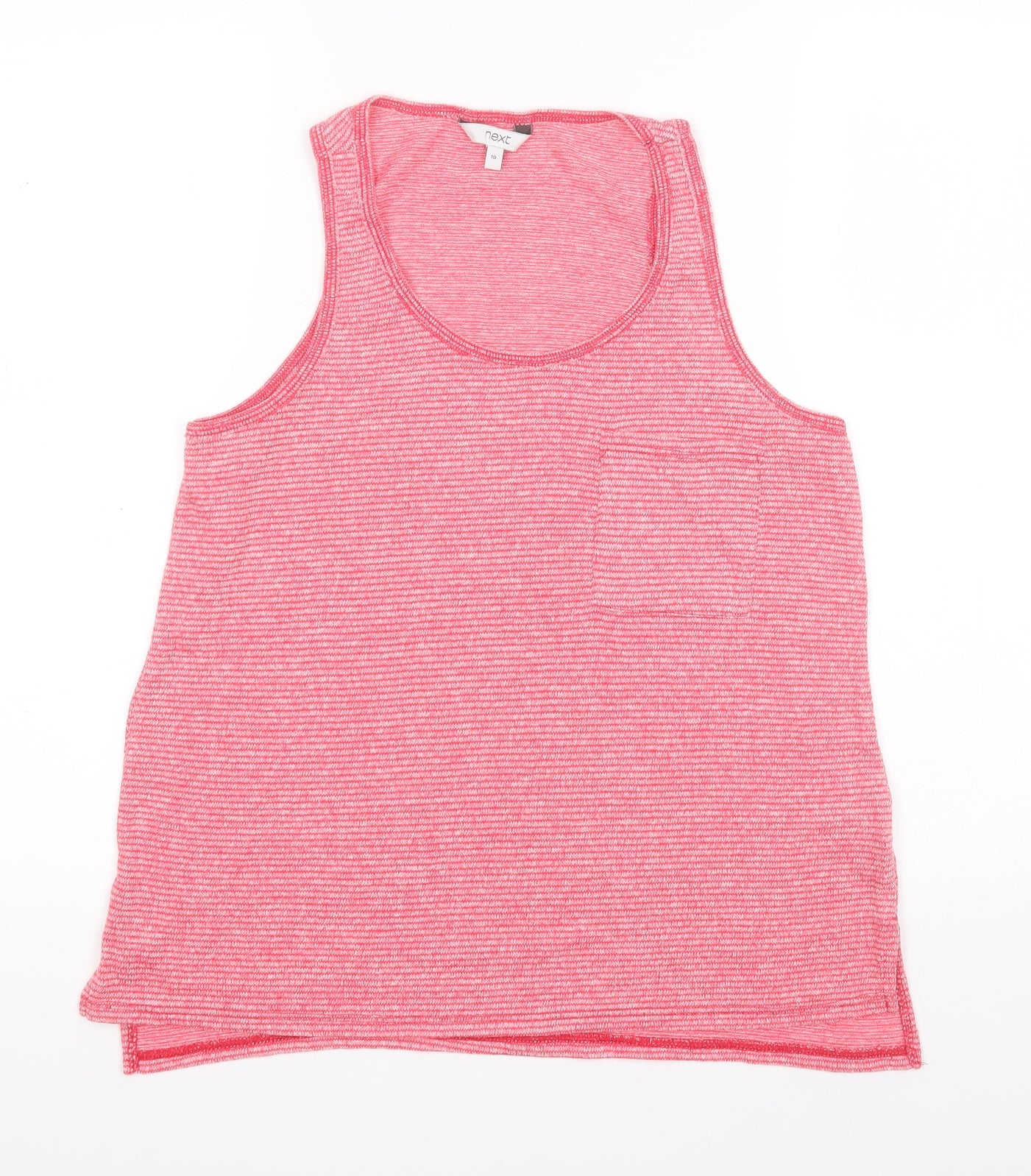 NEXT Womens Pink Striped Polyester Basic Tank Size 10 Round Neck