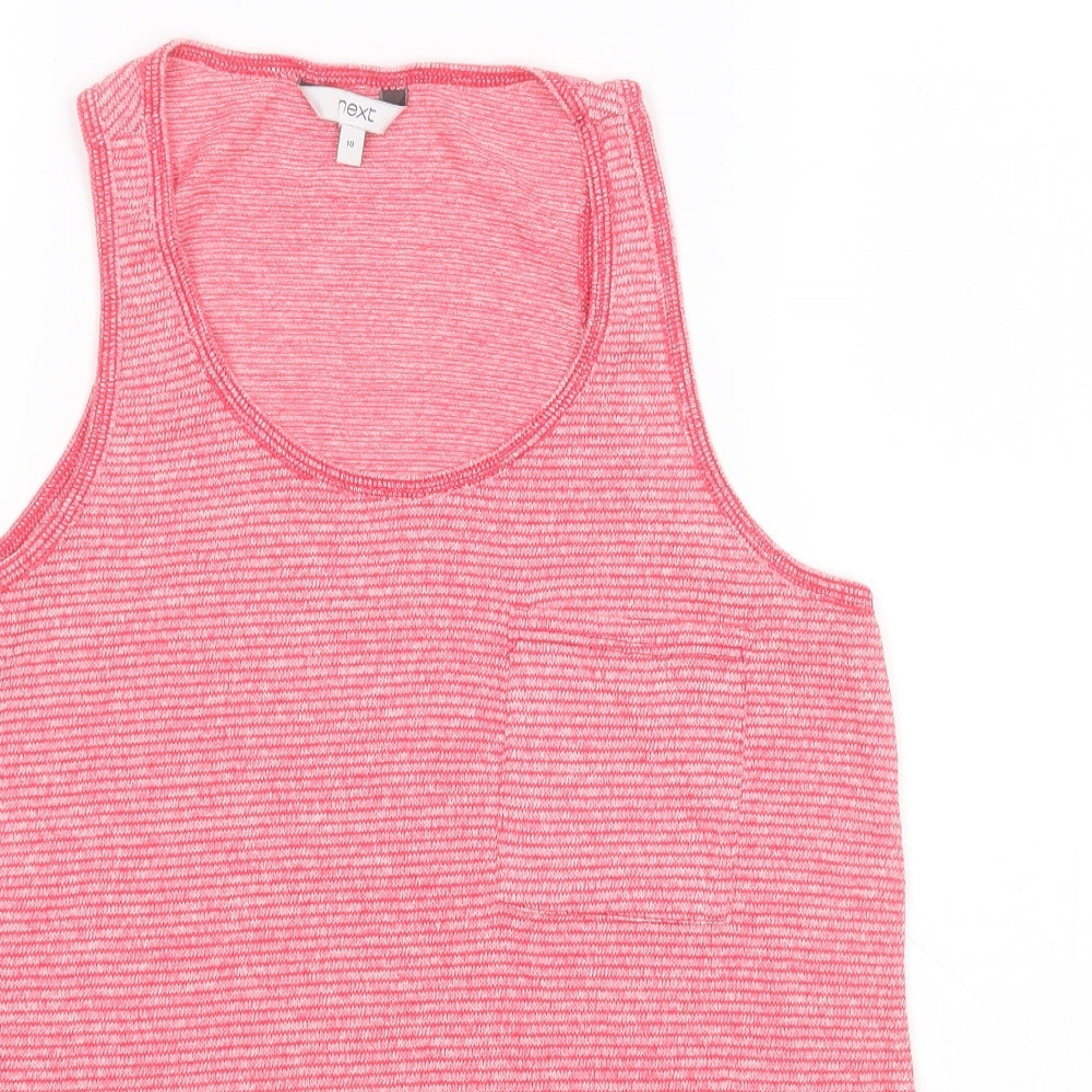 NEXT Womens Pink Striped Polyester Basic Tank Size 10 Round Neck