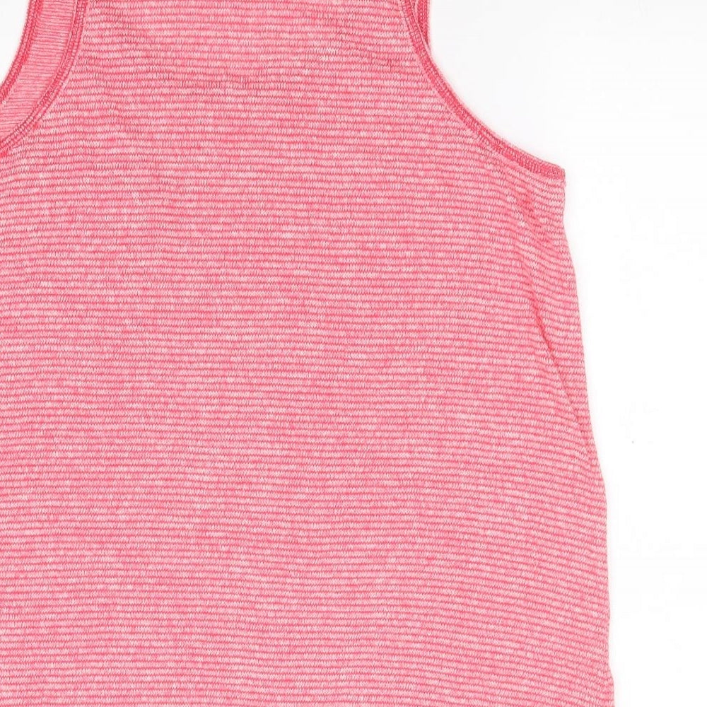 NEXT Womens Pink Striped Polyester Basic Tank Size 10 Round Neck