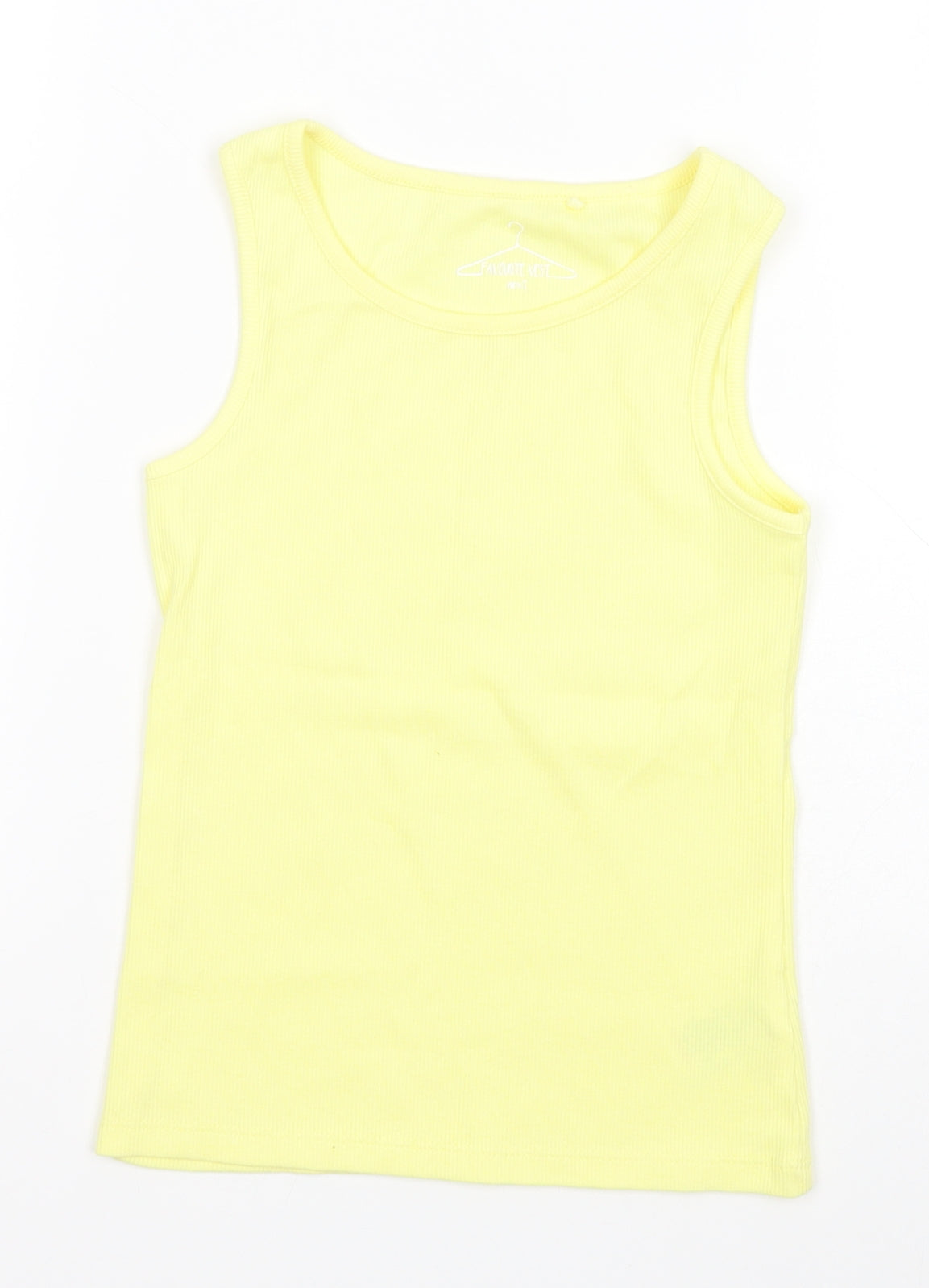 NEXT Girls Yellow  Cotton Basic Tank Size 7 Years Round Neck