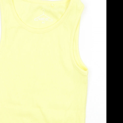 NEXT Girls Yellow  Cotton Basic Tank Size 7 Years Round Neck